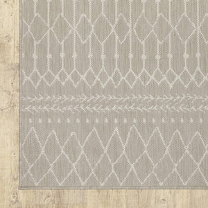 10' X 13' Gray And Ivory Indoor Outdoor Area Rug
