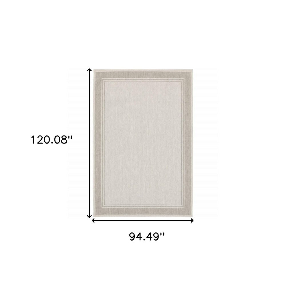 8' X 10' Gray And Ivory Indoor Outdoor Area Rug