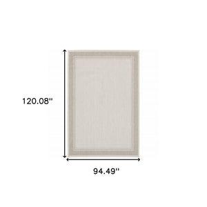 8' X 10' Gray And Ivory Indoor Outdoor Area Rug