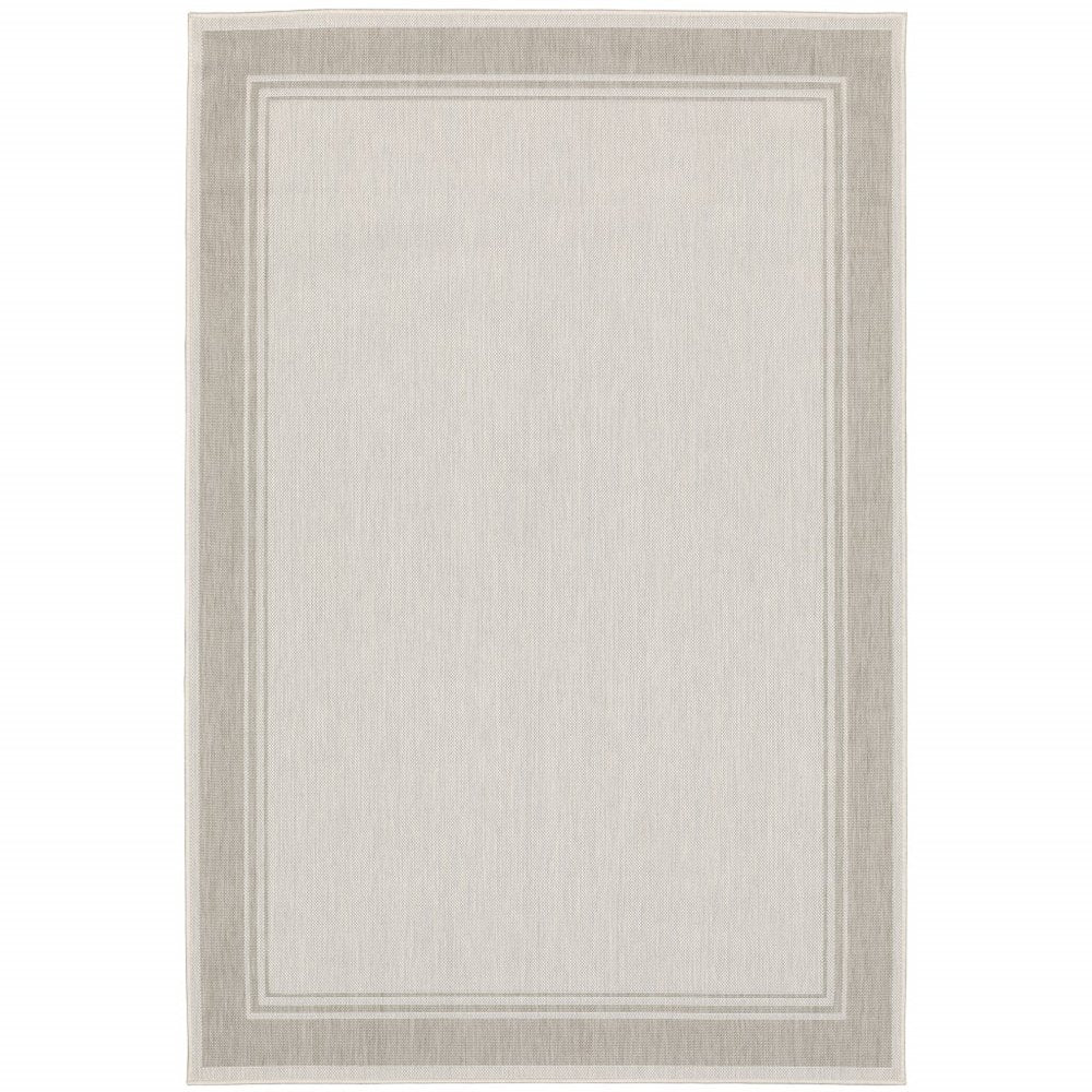 8' X 10' Gray And Ivory Indoor Outdoor Area Rug