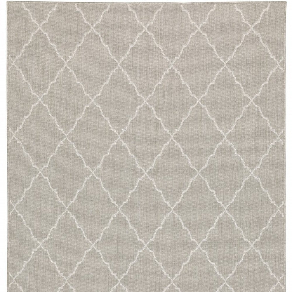 10' X 13' Gray And Ivory Indoor Outdoor Area Rug