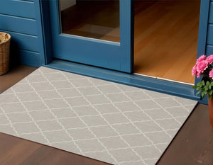 10' X 13' Gray And Ivory Indoor Outdoor Area Rug