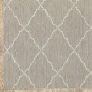 10' X 13' Gray And Ivory Indoor Outdoor Area Rug