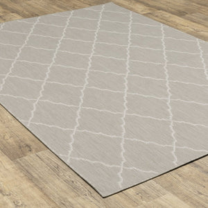 10' X 13' Gray And Ivory Indoor Outdoor Area Rug