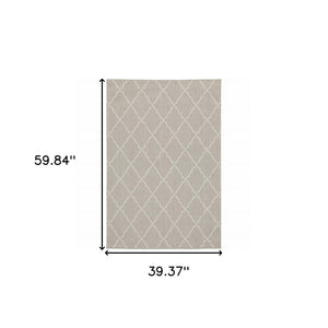 10' X 13' Gray And Ivory Indoor Outdoor Area Rug