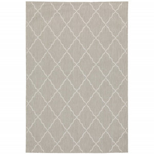 10' X 13' Gray And Ivory Indoor Outdoor Area Rug