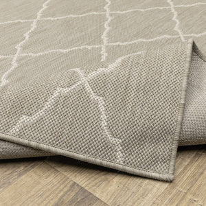 10' X 13' Gray And Ivory Indoor Outdoor Area Rug