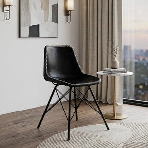 18" Black Faux Leather Side Chair