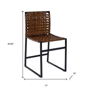 17" Brown and Black Faux Leather Side Chair