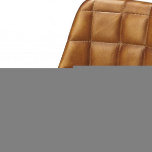 18" Brown Faux Leather Checkered Tufted Side Chair