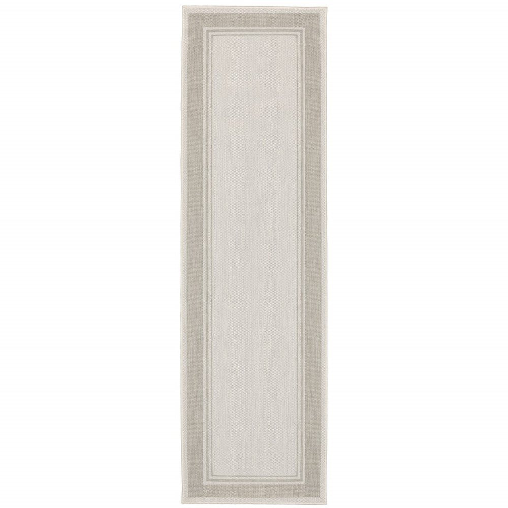 8' X 10' Gray And Ivory Indoor Outdoor Area Rug