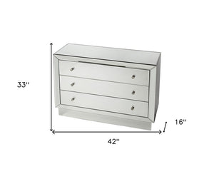 42" Clear Glass Three Drawer Dresser