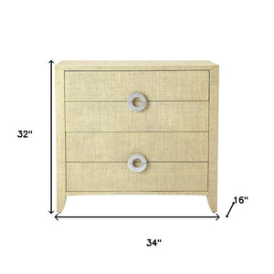 34" Beige Manufactured Wood Four Drawer Chest