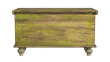 33" Brown and Green Wood Distressed Coffee Table