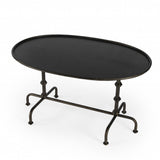 38" Silver Aluminum Oval Coffee Table