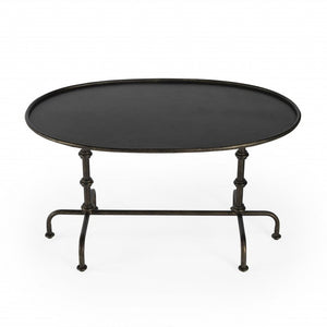 38" Silver Aluminum Oval Coffee Table