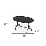 38" Silver Aluminum Oval Coffee Table