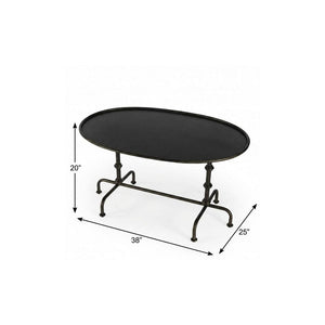 38" Silver Aluminum Oval Coffee Table