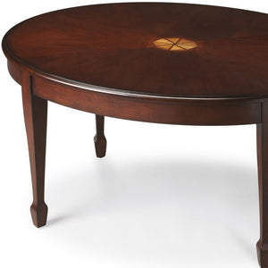38" Brown and Dark Brown Wood Oval Coffee Table