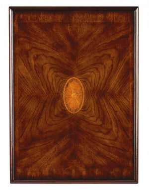 19" Brown and Dark Brown Wood Oval Coffee Table With Drawer