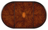 19" Brown and Dark Brown Wood Oval Coffee Table With Drawer