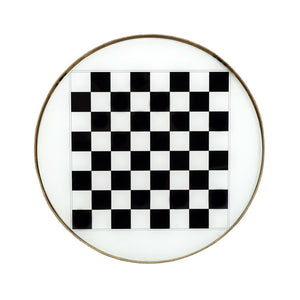 19" White and Gold Glass and Metal Round Coffee Table