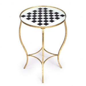 19" White and Gold Glass and Metal Round Coffee Table