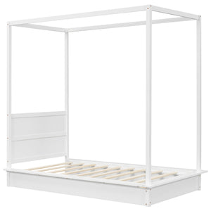 LED Canopy Bed, Canopy Platform Bed With Support Slats, No Box Spring Needed by Couch.com