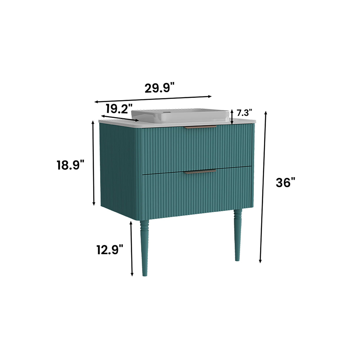 Elena - Modern Bathroom Vanity With Sink With Ample Storage, 2 Soft Close Drawers by Couch.com