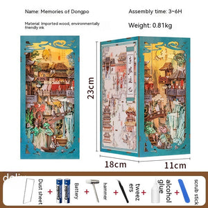 Dongpo Zhiyi Diy Wooden 3d Stereo Hand-assembled Book Stand Model Building Toy