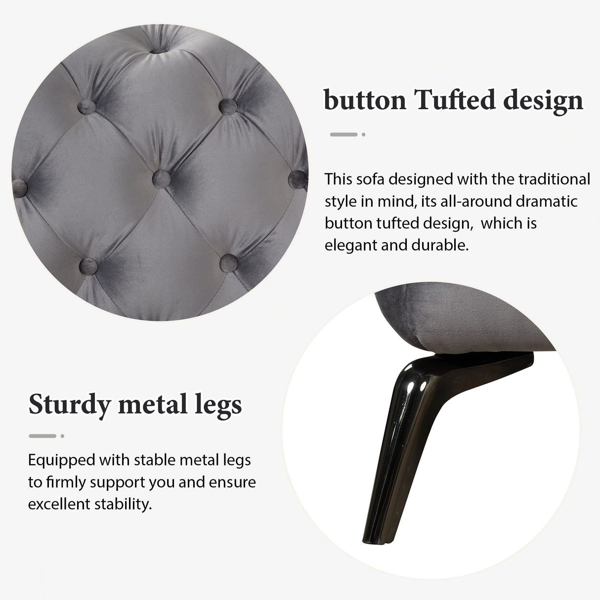 Velvet Upholstered Accent Sofa, Modern Single Sofa Chair With Button Tufted Back, Modern Single Couch For Living Room, Bedroom, Or Small Space by Couch.com