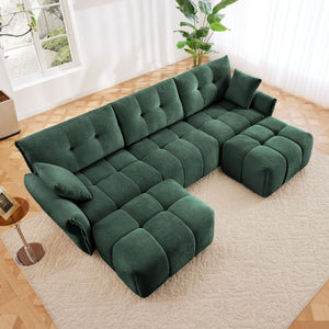 Elegant Sofa Set With Ottoman And Pillows, Textured Chenille, High Resilience Cushions by Couch.com