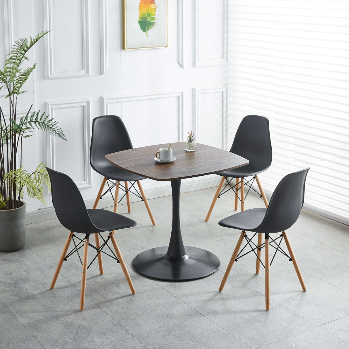 5 Pieces Dining Set, Table Metal Leg Mid-Century Dining Table For 4 - 6 People With MDF Table Top, Pedestal Dining Table, End Table Leisure Coffee Table by Couch.com