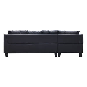 3 Piece Sofa With Left Chaise Lounge And Storage Ottoman, 2 Throw Pillows - Black by Couch.com
