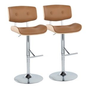 Lombardi - Contemporary Adjustable Barstool With Swivel With Straight T Footrest (Set of 2) by Couch.com