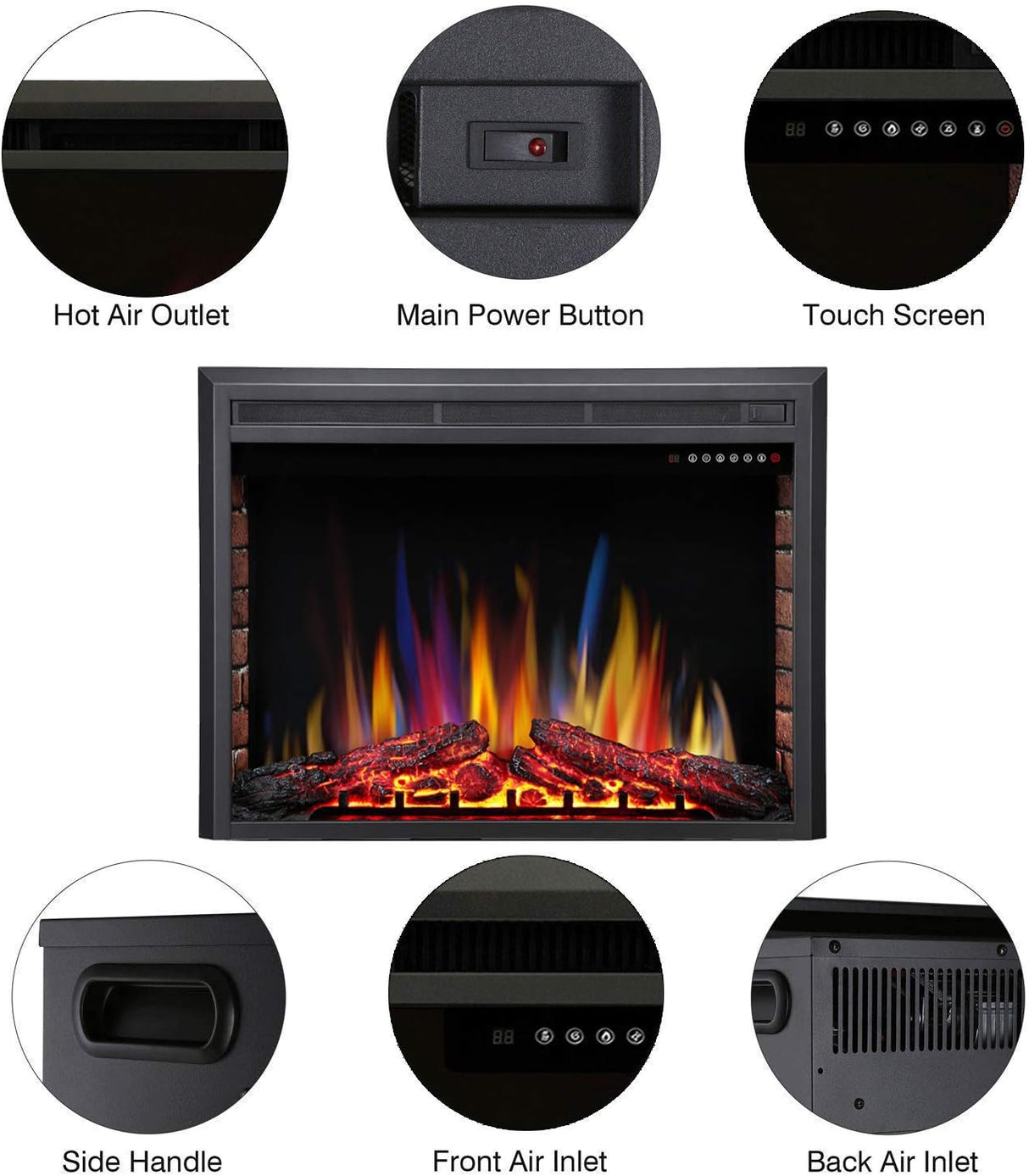 39 Inch Electric Fireplace Insert Adjuatble Flame Colors 939A