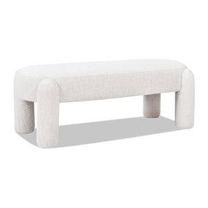 Hugo - Oval Fully Upholstered Bench - Milk Cream White by Couch.com