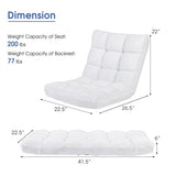 14-Position Adjustable Cushioned Floor Chair-White