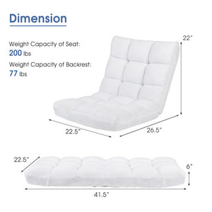 14-Position Adjustable Cushioned Floor Chair-White