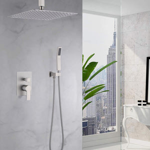 Luxury Bathroom Ceiling Mount Rain Mixer Shower System With Brushed Finish by Couch.com