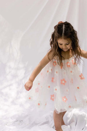 Halter Vest Girl Embroidery Floral Mesh Dress