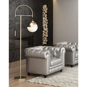 69" Bronze Steel Floor Lamp With Bronze Steel Globe Shade