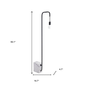 59" Black And White Marble And Steel LED Floor Lamp