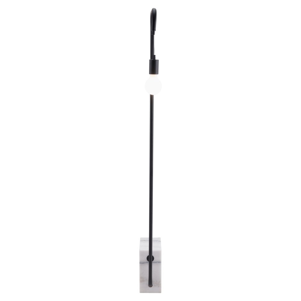 59" Black And White Marble And Steel LED Floor Lamp
