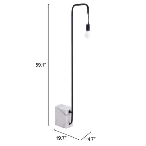59" Black And White Marble And Steel LED Floor Lamp