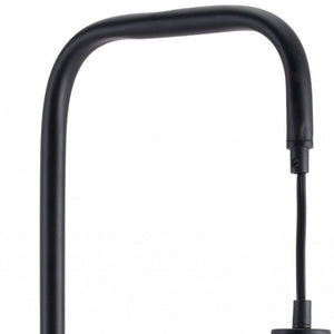 59" Black And White Marble And Steel LED Floor Lamp