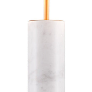 55" White Metal Bedside Table Lamp With Beige Empire Shade