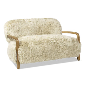 Enchante - Sheepskin Accent Loveseat - Taupe / Natural by Couch.com