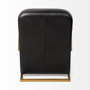 36" Black and Gold Leather Lounge Chair