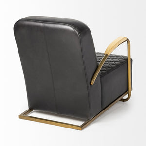 36" Black and Gold Leather Lounge Chair